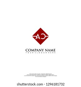 geometric red square logo AC letters design concept