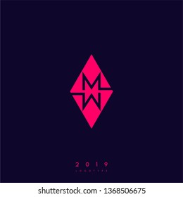 geometric red square modern MM logo letters with blue background design concept, monogram technology symbol 