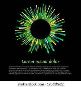 Geometric red sun abstract background. Vector illustration.