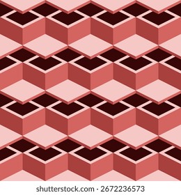 Geometric Red Tiled Illusion Graphic Shapes Repeating Pattern Wallpaper Background