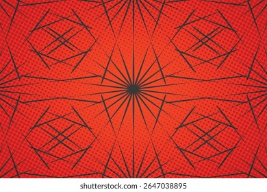 Plano de fundo geométrico do vetor vermelho com linhas de interseção e elemento de design starburst