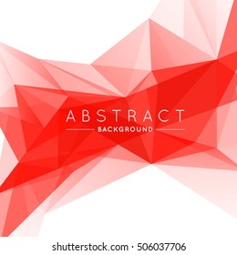 Geometric Red and White Abstract Vector Background for Use in Design. Modern Polygon Texture with Text.