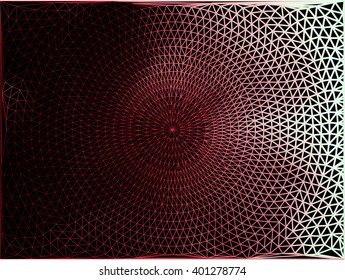 geometric red white line circle on black background
