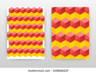 Geometric red yellow hexagons seamless. design for annual report, brochure, flyer, poster. Geometric red yellow background vector illustration for flyer, leaflet, poster. Abstract A4 brochure template