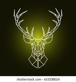 Geometric reindeer head illustration. Ornamental stag head. Vector illustration.
