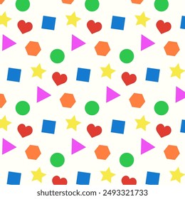 Geometric repeat pattern.Colorful shape seamless pattern isolated on white.Graphic vector background.