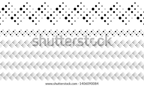 Geometric repeating circle\
pattern page separator set - monochrome abstract vector graphic\
elements