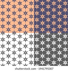 textura repetitiva geométrica con estrella. Patrón étnico sin foco en los colores monocromo, lila y naranja. Fondo vectorial. Inversión de color. Plantilla para fondo, papel pintado, textil, tela.