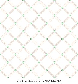 Geometric repeating vector ornament with colorful diagonal dotted lines. Seamless abstract modern pattern