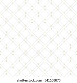 Geometric repeating vector ornament with diagonal silver and golden dotted lines. Seamless abstract modern pattern