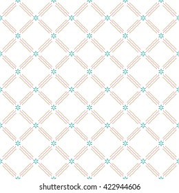 Geometric repeating vector ornament with diagonal dotted lines. Seamless abstract modern pattern