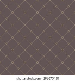 Geometric repeating vector ornament with golden dots. Seamless abstract modern pattern for wallpapers and backgrounds