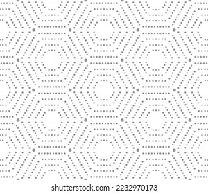 Luz ornamenta vectorial geométrica repetida con elementos punteados hexagonales. Ornamento geométrico moderno. Patrón moderno abstracto sin inconvenientes