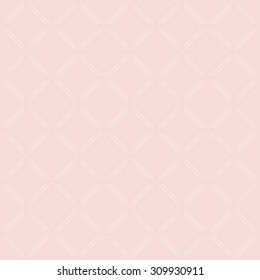 Geometric repeating vector pink ornament with diagonal white dots. Seamless abstract modern pattern