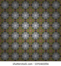 Geometric repeating wallpaper. Vector abstract holographic seamless pattern in purple, gray and blue colors. Mandalas on the background. Vibrant style pattern.
