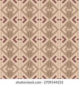 Geometric Repetitive Seamless Pattern with Brown and Maroon Arrows Decoration