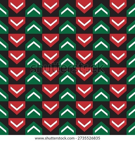 Geometric Repetitive Triangle Arrow Shape Pattern in Festive Red and Green