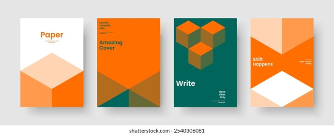 Diseño de informe geométrico. Plantilla de fondo creativo. Diseño de portada de libro aislado. Cartel. Volante. Folleto. Presentación de Negocios. Anuncio. Cuaderno. Folleto. Catálogo. Manual. Diario. Boletín de noticias
