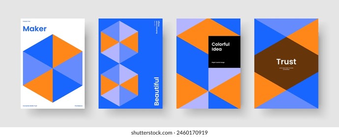 Geometrischer Berichtsentwurf. Kreative Poster-Vorlage. Abstrakter Banner. Hintergrund. Buchumschlag. Flyer. Geschäftspräsentation. Broschüre. Handzettel Notebook. Portfolio. Newsletter. Tagebuch