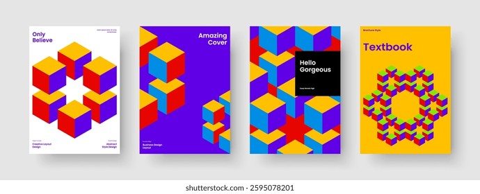 Geometric Report Design. Isolated Book Cover Template. Abstract Background Layout. Business Presentation. Flyer. Banner. Poster. Brochure. Notebook. Portfolio. Leaflet. Newsletter. Advertising