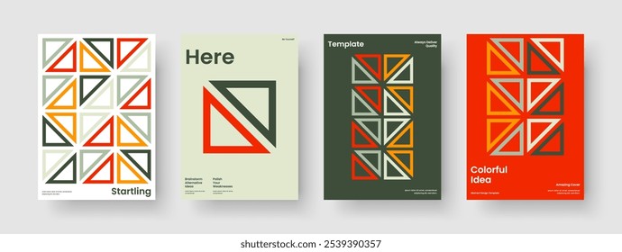 Geometrisches Berichtslayout. Abstraktes Posterdesign. Vorlage für moderne Buchumschläge. Flyer. Geschäftspräsentation. Banner. Hintergrund. Broschüre. Markenidentität. Notebook. Portfolio. Newsletter. Zeitschrift
