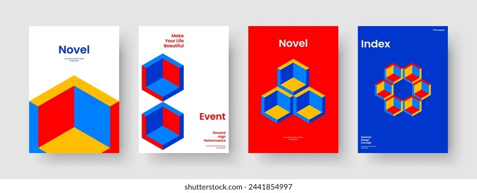 Geometrisches Berichtslayout. Kreatives Bannerdesign. Moderne Broschürenvorlage. Hintergrund. Buchumschlag. Geschäftspräsentation. Poster. Flyer. In: Magazine. In: Journal. Handzettel Werbung. Markenidentität