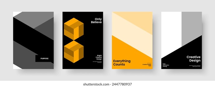 Geometric Report Layout. Isolated Business Presentation Template. Creative Poster Design. Flyer. Brochure. Banner. Book Cover. Background. Leaflet. Pamphlet. Handbill. Brand Identity. Advertising