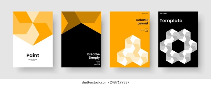 Geometrische Report-Vorlage. Abstraktes Broschürendesign. Isoliertes Hintergrundlayout. Geschäftspräsentation. Buchumschlag. Poster. Banner. Flyer. Broschüre. Newsletter. In: Magazine. Werbung. Portfolio