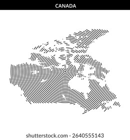 Geometric representation of Canada featuring intricate spiral lines