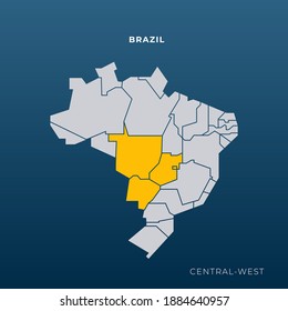 Geometric representation of the central-west region states of Brazil