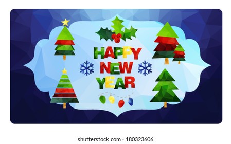 Geometric representation of Christmas items. Use for card, poster, banner, web design and print on t-shirt. Easy to edit. Vector illustration.