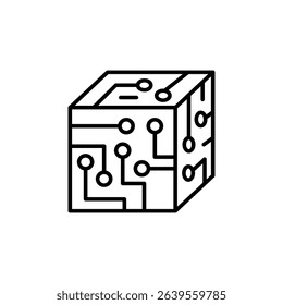 Geometric Representation Of Computer Technology Cube On Transparent Style