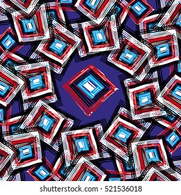 Geometric retangle mandala vector pattern. Hand drawn fashion pattern. Winter cold collors romb pattern.