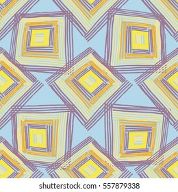 Geometric retangle pattern. Hand drawn vector fashion pattern. Spring colors romb pattern. Seamless pattern.