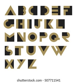 Geometric Retro Alphabet.  Art deco style. Type, font, vintage vector typography