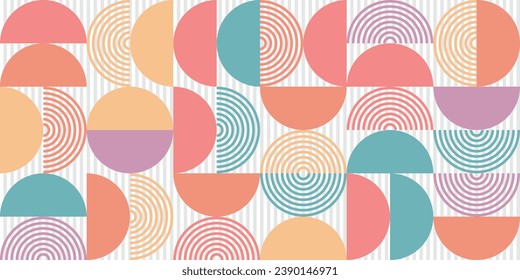Geometric retro background made of semicircles. Stylish background pattern made of circles divided in half.
