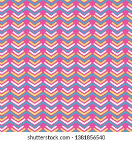 Geometric retro chevron shape seamless pattern. All over print vector background. Summer 1950s arrow stripe fashion style. Trendy ethnic wallpaper, vintage home decor. Drawn herringbone textile fabric