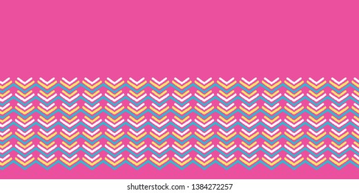 Geometric retro chevron shape seamless border pattern. Vector background. Summer 1950s arrow stripe fashion style. Trendy ethnic vintage home decor ribbon edge trim. Drawn herringbone textile fabric
