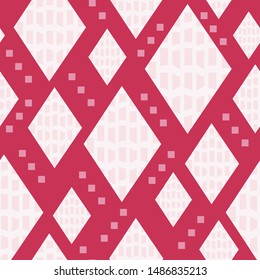 Geometric retro christmas seamless pattern with textured fill. 1950's style design, fun and trendy with both a nostalgic and modern flair. For wrapping paper, textiles, holiday decorations and cards.