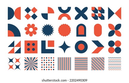 Geometric retro design element vector set