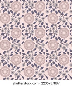Geometric retro floral wallpaper in pastel tones