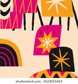 Fundo geométrico retro funky abstrato em cores neon
