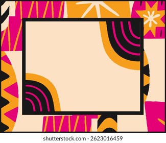 Geometric Retro Funky Abstrakter Rahmen in Neonfarben