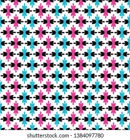 Geometric retro geo shape seamless pattern. All over print vector background. Pretty summer 1950s lace tile fashion style. Trendy bold wallpaper, vintage home decor. Hand drawn summer textile fabric.