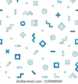 Geometric Retro Gradient Memphis Abstract Shapes Vector Repeat Seamless Pattern. For flyers, posters, greeting cards, marketing, textured background illustration. 
