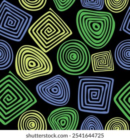 Geometric retro groovy shapes pattern