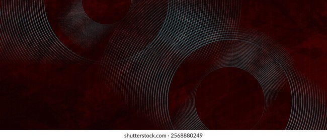 Geometric retro grunge abstract background with linear circles. Vector minimal concept banner design