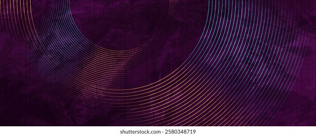 Geometric retro grunge abstract background with linear circles. Vector minimal concept banner design