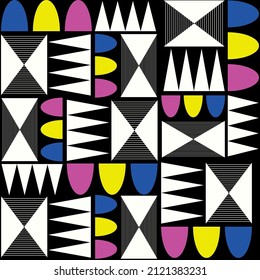 geometric retro illustration, editable vector