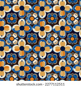 Geometric retro pattern in the style of the 70s. Seamless pattern in the style of the 60s.